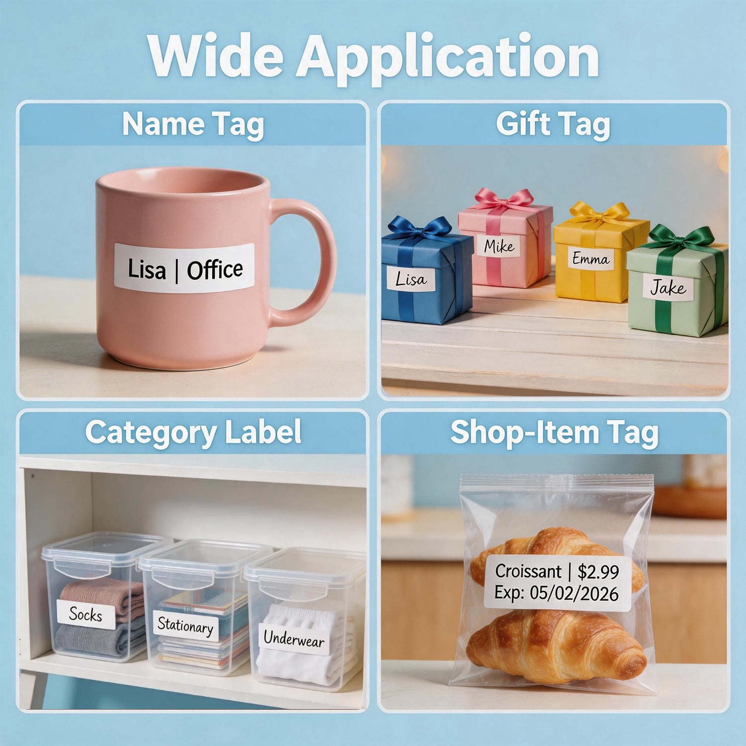 MHTMILESTONE Portable Bluetooth Label Maker with Magnetic Attachment, 1500mAh Wireless Inkless Thermal Printer for Home, Office & School Organization, Compatible with iOS/Android