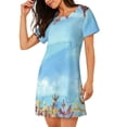 thumbnail image 2 of Fuzoiu Sea and Fish Print Women Nightgowns, Soft Comfy Lightweight Short Sleeves Sleepwear,Crew Neck Loungewear, 2 of 6