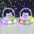 thumbnail image 3 of Cat Doll Sound Effect Lovely Luminescent Fine Workmanship Eye-catching Gift Cloth Animal Model Cat Flower Basket for Home Decoration, 3 of 8