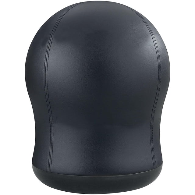 Pemberly Row Contemporary Faux Leather Swivel Ball Office Chair in Black