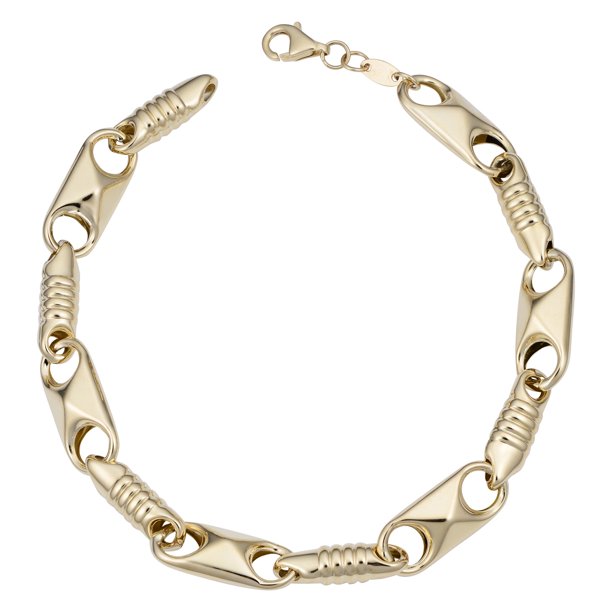 Jewelry Affairs 14k Yellow Gold Fancy Alternate Link Mens Bracelet, 8