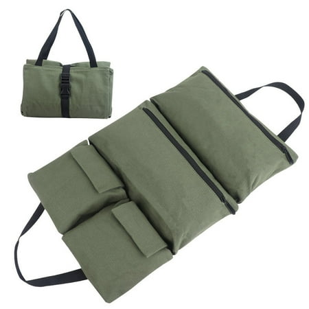 

Portable Tool Roll Up Bag W/ 4 Zipper Pockets for Men Women Gifts for Him Canvas Tool Pouch Organizer (Army Green)