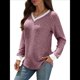 thumbnail image 2 of Camisas de Larga con Cuello en V y Bloques de Color para Mujer: Suéteres Túnica Ligeros Informales de Otoño, Conjuntos de Moda. Rojo Púrpura L, 2 of 10
