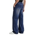 thumbnail image 5 of Timoontee Men Button Fly High Waist Wide Leg Gradient Wash Denim Jeans Oversized Flowy Retro Street Hip Hop Casual Trousers Blue XXL, 5 of 6