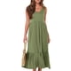 thumbnail image 2 of Lucakuins, vestidos midi de verano para mujer, moda de vacaciones, cuello en V, color sólido, sin mangas, playa, vestido acampanado Lucakuins moda, 2 of 9