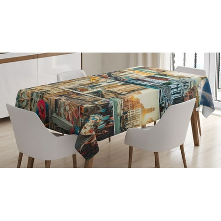 

Apartment Decor Tablecloth Photo Collage Views of Venice City with Canal Cathedral and Palace Artwork Theme Rectangular Table Cover for Dining Room Kitchen 52 X 70 Inches Multi by Ambesonne