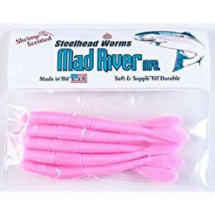 UPC: 0819378014027 | Mad River Steelhead Worms Bubblegum 4 In.  Soft Baits