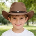 thumbnail image 2 of XZNPDUCQ Kids Sun Hat UPF 50+ Bucket Hats for Boys Girls Childrens Woolen Hat With Upturned Brim Cowboy Hat Head Accessory Solid Color Top Hat Wide Brimmed Hat, 2 of 7
