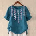thumbnail image 4 of CEHVOM Blouse d'Été Décontractée pour Femmes Col Rond Manches Courtes Imprimé Floral Grande Taille, 4 of 5