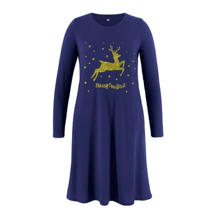 

FAKKDUK Women s 2023 Long Sleeve Crew Neck Maternity Dress A-Line Knee Length Dress for Baby Shower or Casual Wear Pregnant Woman Dresses with Pocket L&Navy 1