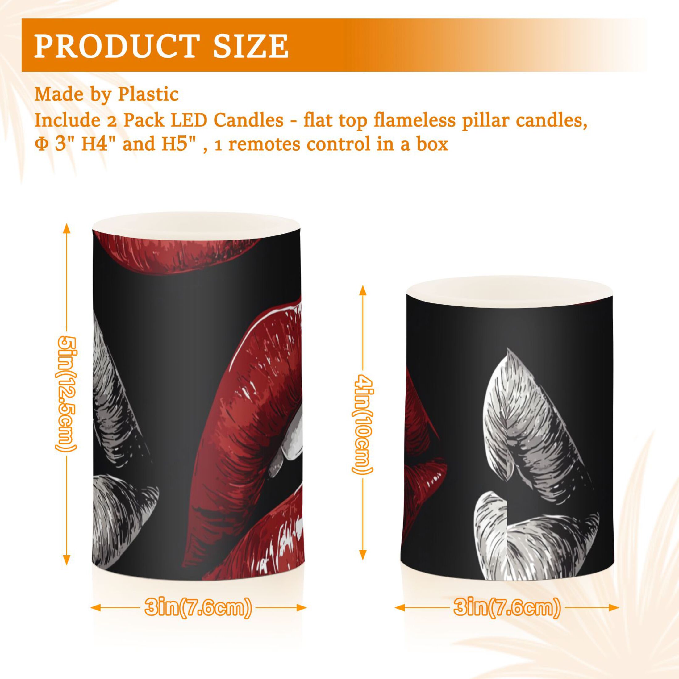 Sexy Red Lips Flickering Flameless Candles LED Tealight Battery Operated with Remote Set of 2 Holiday Decor Ornaments