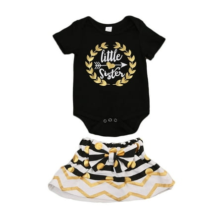 

Musuos Baby Girls Sisters Outfits Short Sleeve Romper T-shirt Polka Dot Dress