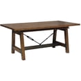 Metal Rivet Table Industrial Expandable Dining Table with Leaf, Rustic Brown Acacia Wood ...