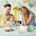 thumbnail image 5 of YANSION 1st Birthday Decoration Boy Girl, First Birthday Decorations, Sage Green Happy Birthday Banner, Confetti Latex Balloons, Happy Birthday Decorations Triangle Flag for Wild One Safari Party, 5 of 8