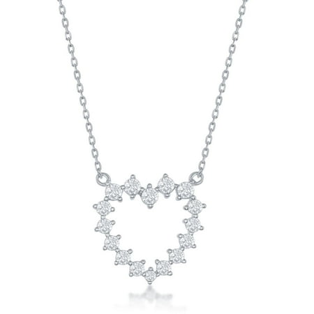 925 Sterling Silver Rhodium Plated Cubic Zirconia Dainty Heart/Circle of Life/Cross 16+2’’ Necklace Jewelry for Women or Teens