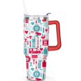 thumbnail image 2 of 40oz Dentist Doctor Red Stainless Steel Flip Straw Tumbler Spill Proof Travel Cup Double Wall Vacuum Insulated Coffee Mug with Handle, 2 of 6