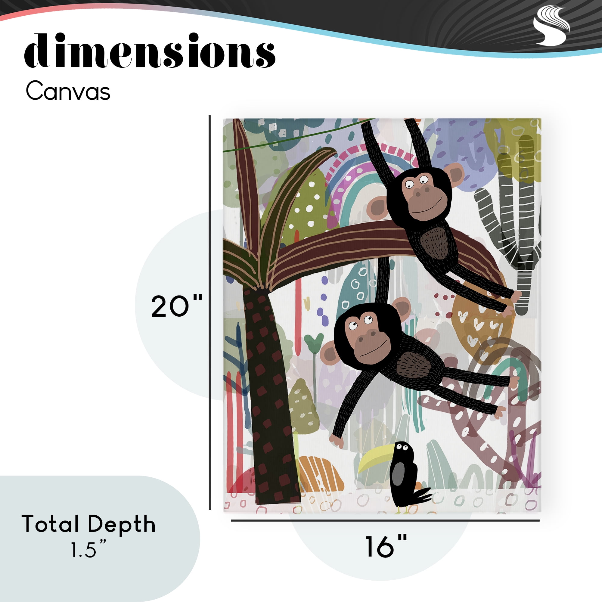 Exotic Monkey & Toucan Canvas Wall Art, design by Carla Daly