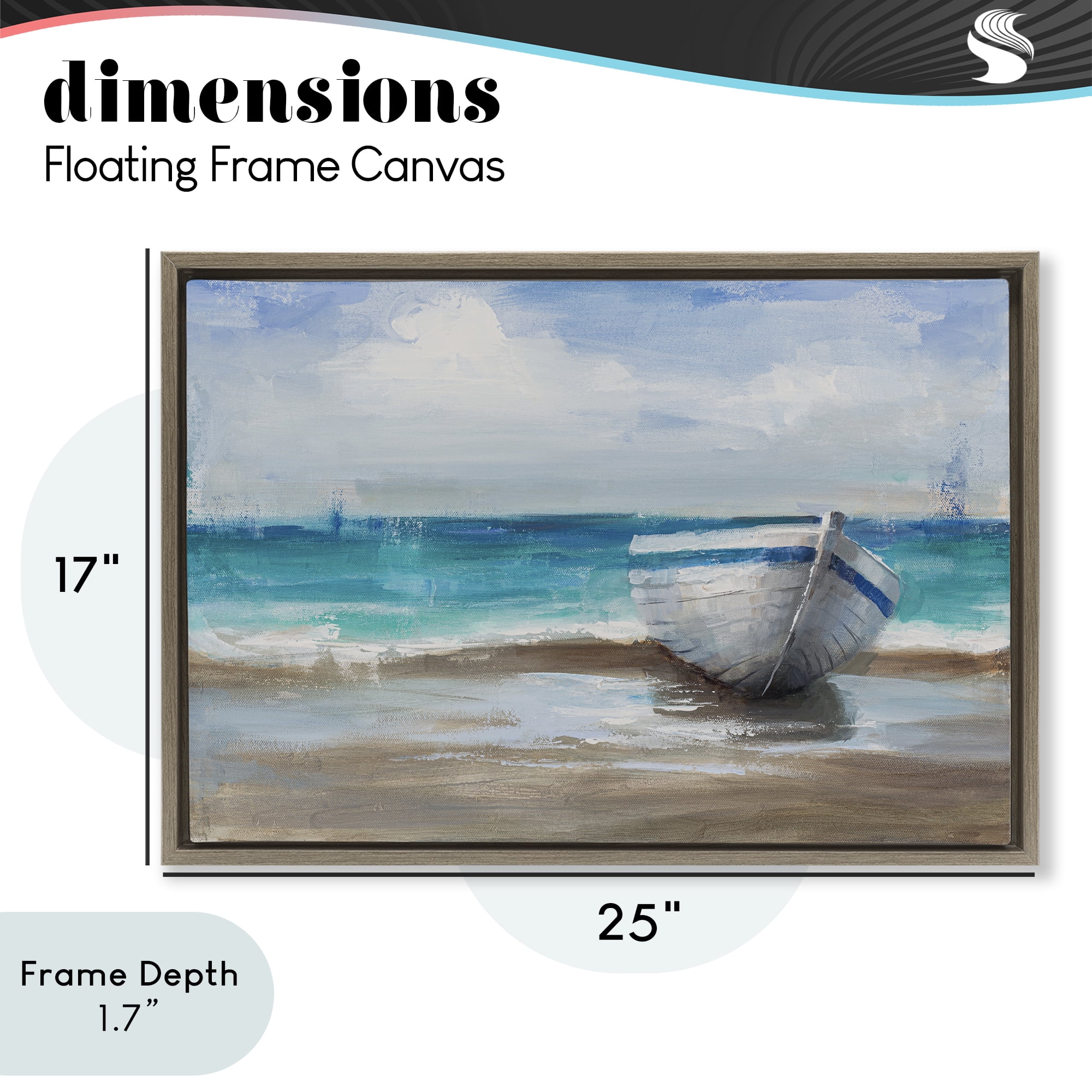 Stupell Industries Painterly Boat On The Shore Brown Framed Floater Canvas Wall Art, design by Cloverfield & Co.