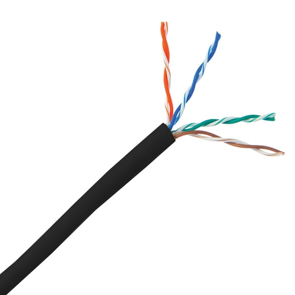 Cat5E, Utp, Bulk Cable, Solid, Cmp - Plenum, 350Mhz, 24 Awg, Black, 1000 Ft