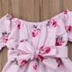 thumbnail image 5 of Qarigey Pelele con estampado de flores para niñas pequeñas, mono, traje de verano, ropa de 6 a 12 meses conjuntos de ropa Rosa roja 110cm Qarigey AP002300-04, 5 of 6