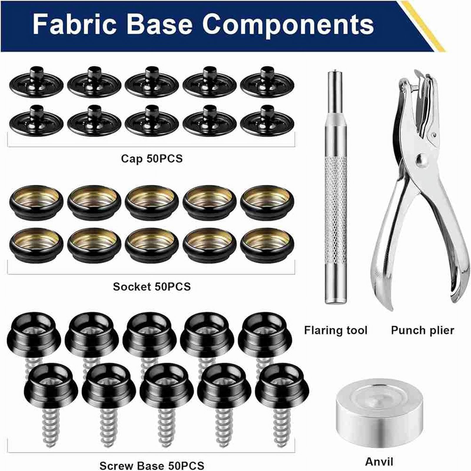 Canvas Snap Kit 2 Pcs Setting Tool,Marine Grade Stainless Steel 3/8in Socket Canvas Snap Button Fastener Kit, for Boat A