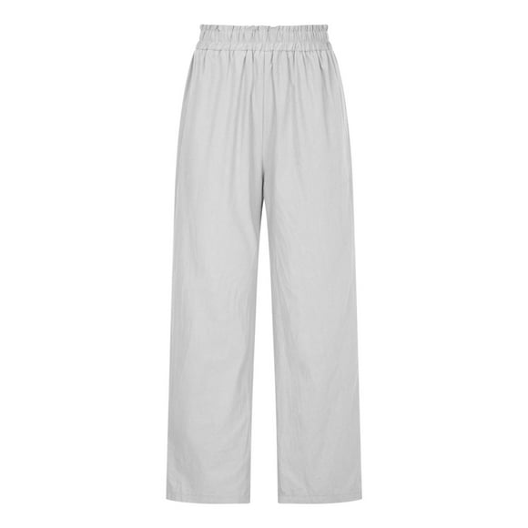 Pantalones largos de mujer, pantalones largos de pierna ancha informales a la moda de Color sólido divididos a media cintura sueltos sin cinturón elásticos Odeerbi ODB-2
