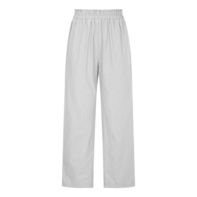 Pantalones largos de mujer, pantalones largos de pierna ancha informales a la moda de Color sólido divididos a media cintura sueltos sin cinturón elásticos Odeerbi ODB-2