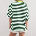thumbnail image 4 of Conairie Women Summer T Shirts Casual Stripe Loose Crew Neck Short Sleeve Shirt Fashion Elegant Breathable Work Tee Pullover Outfits Green S, 4 of 6
