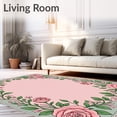 thumbnail image 2 of ODIKA 8'x10' Machine Washable Non-Slip Area Rug, Artisan Handwoven Botanical Garden Faded Ornamental High Traffic Rug with Pad, Pink, 579260, 2 of 8