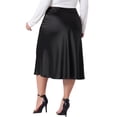 thumbnail image 4 of DARING DIVA Women's Plus Stylish Silky Satin Casual Midi Skirt Flared A Line 2X Black, 4 of 6