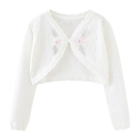 

SHTXOZHI Cropped Cardigan for Girls Fall Long Sleeve Button Sweater Toddler Kids Cover Up Tops