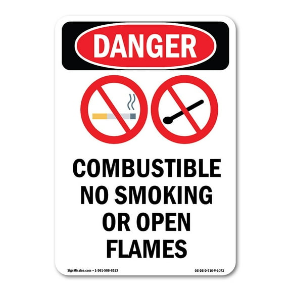 OSHA Danger Sign -  Combustible No Smoking | Plastic Sign | Protect Your Business, Construction Site, Warehouse & Shop Area |  Made in The USA