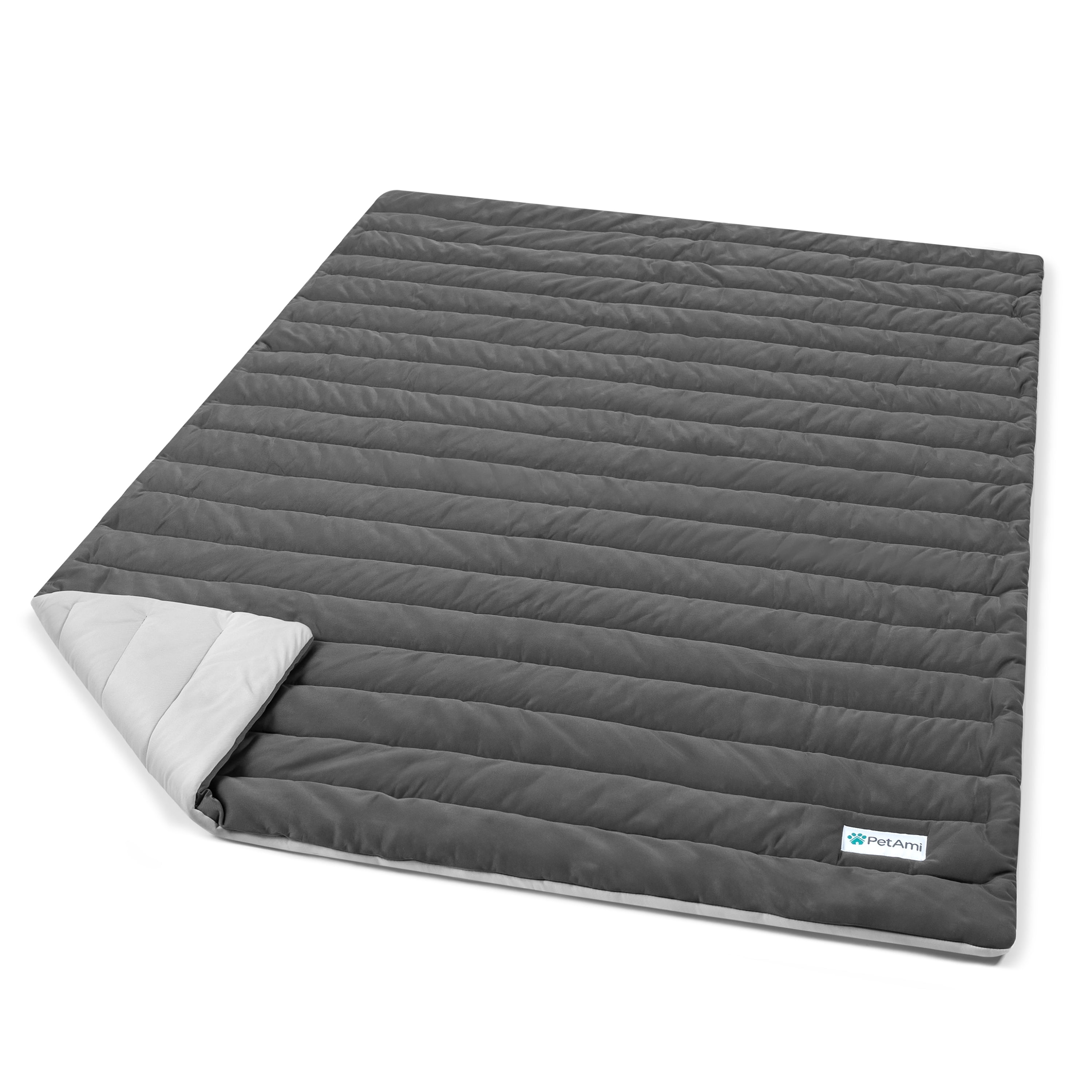 PetAmi Dog Cooling Mat, Q-Max Pet Cooling Blanket with Thick Cushioning, Self Cooling Pad for Dogs & Cats,  Reversible Summer Mat for Crate, Couch, Kennel, Gray/Light Grey, Large (40x60)