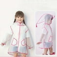 thumbnail image 2 of Hooded Transparent Raincoat Girl Boys Rain Coat Hooded Outdoors Clear Waterproof Kids Toddler Children's Rainwear Protective Covers,Pink,M, 2 of 9
