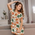 thumbnail image 3 of Balery Autumn Pumpkins Pattern Womens Short Sleeve Sleepshirt Scoopneck Cute Nightdress Comfy Nightgown Loungewear Dress, 3 of 6
