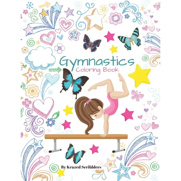 gymnastics coloring book by krazed scribblers gymnast coloring book sketch paper combo gift for girls paperback walmart com