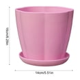 thumbnail image 3 of romoty Flower Petal Shaped Plastic Plant Pot with Saucer Pink, 6.3 in Lightweight Decorative Succulent Planter with Drainage Hole for Indoor Outdoor Desk Garden Decor, 3 of 6