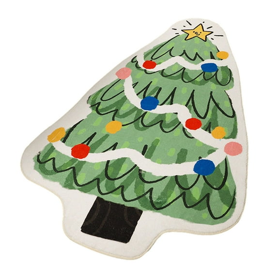 Meitianfacai Christmas Bath Mat For Bathroom Decorations, Non Slip Washable Christmas Tree Shaped Bath Rug