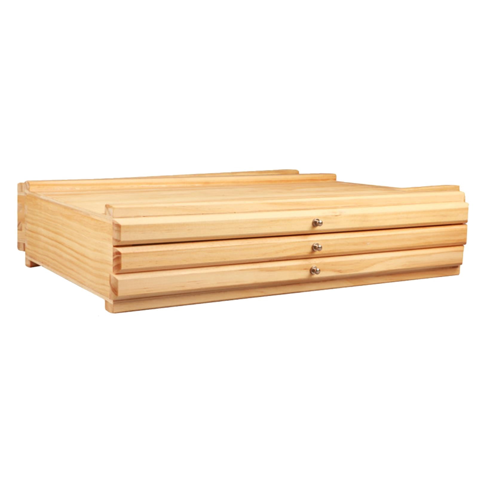Tachiuwa Artist Supply Storage Box Wood Art Supplies Organizer with Drawer and Compartments for Watercolor Pens Markers Painting Tools 3 Drawer