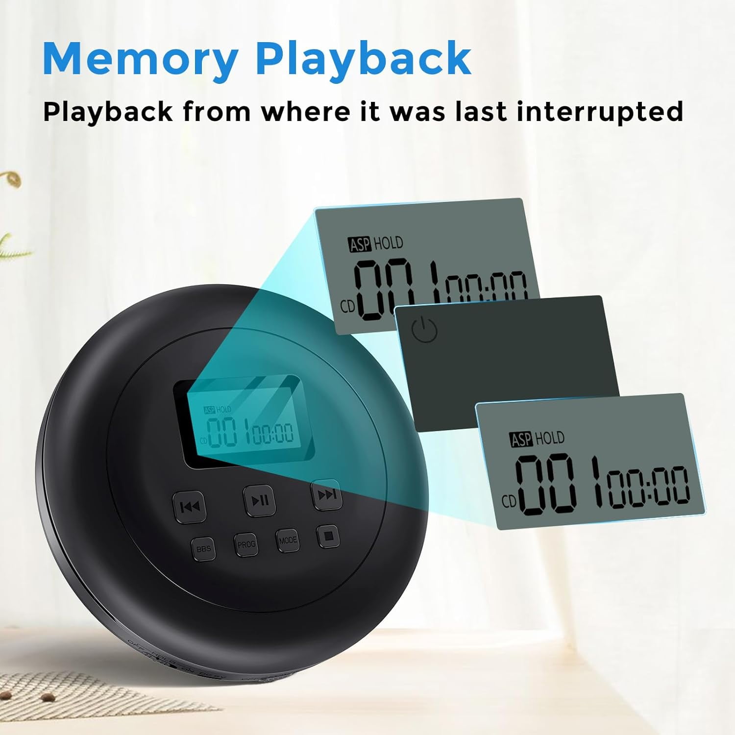 Gueray Portable CD Player with Dual Stereo Speakers, Rechargeable CD Player for Car, Walkman CD Players for Home with Headphones and AUX Cable