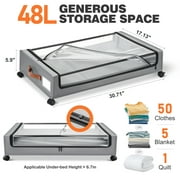 Livhil Under Bed Storage with Wheels, 2Pack Under Bed Storage Containers, Under Bed Shoe Storage and Bins (Gray)