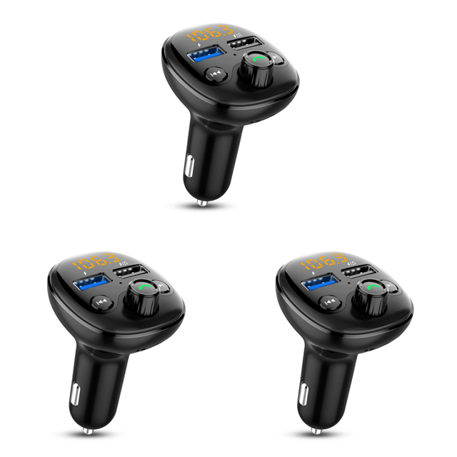 Cargador Coche Transmisor FM Compatible Con Dientes Dual USB Audio Reproductor MP3 Azul