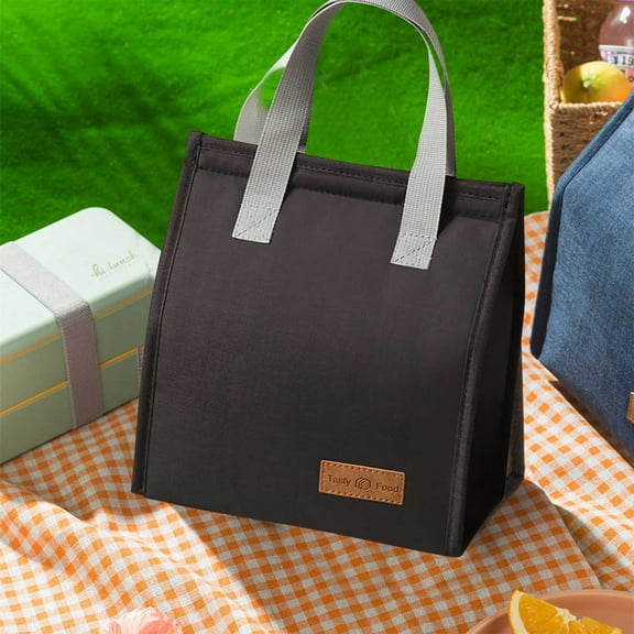 JOGZMZ Vertical Insulated Lunch Tote, Cationic Fabric Thermal Food Carrier with Large Capacity, Minimalist Bento Bag for Commuting