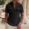 thumbnail image 6 of Kezqiaxn Mens Short Sleeve Shirts Summer Casual V-Neck Business Work Tops with Pockets Mens Shirt Plus Size Fashion, 6 of 6