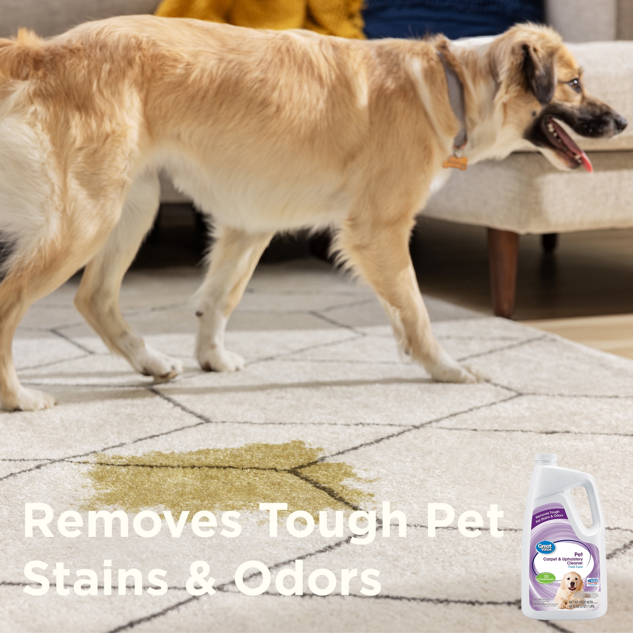 (4 pack) Great Value Carpet Stain Remover for Pets, Fresh Scent, 64 fl oz