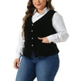 thumbnail image 4 of Plus Size Vests for Women Waistcoat Steampunk Velvet Sleeveless Button Down V Neck Suit Vests 2X Black, 4 of 6