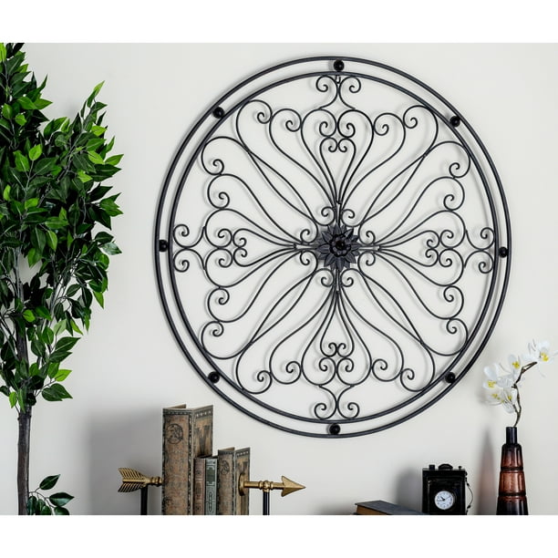 DecMode Bronze Metal Scroll Wall Decor