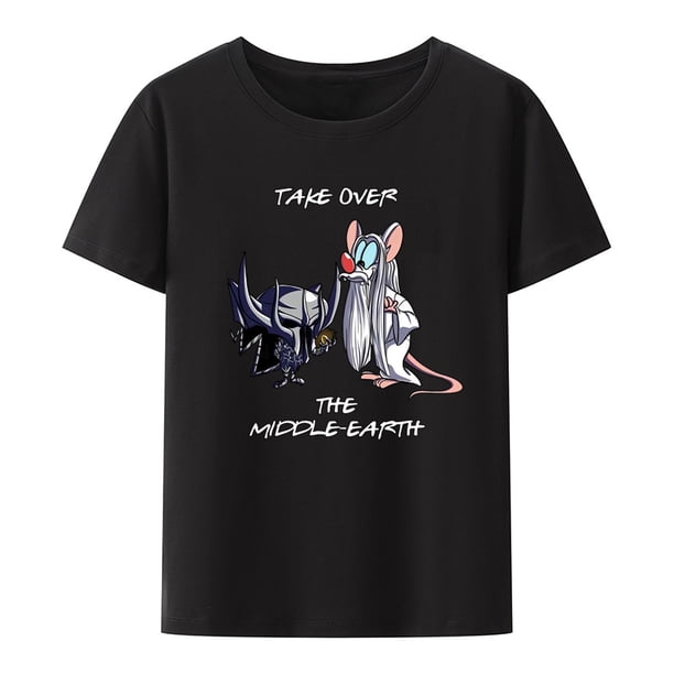 Camisetas de anime con estampado "Toma el control de la Tierra Media", divertidas, para novio, negras, clásicas, holgadas, con personajes de cómics