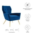 thumbnail image 4 of Armchair Accent Tufted Chair, Blue Navy, Velvet, Modern Contemporary, Mid Century Living Hotel Lounge Cafe Lobby, 4 of 8
