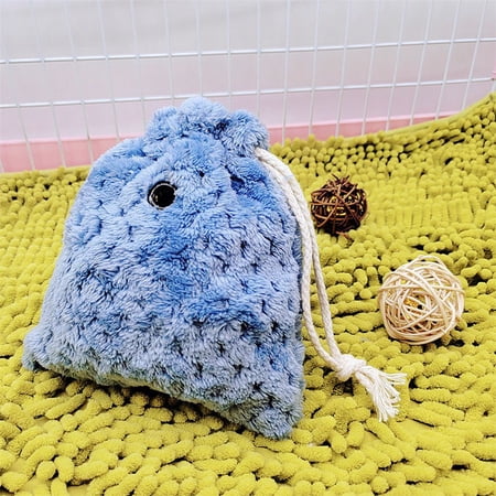 Flying Squirrel Hand - Held Cute Outdoor Travel Handbag Drawstring Pocket Hamster Carrying Bag Small Pet Bag BLUE